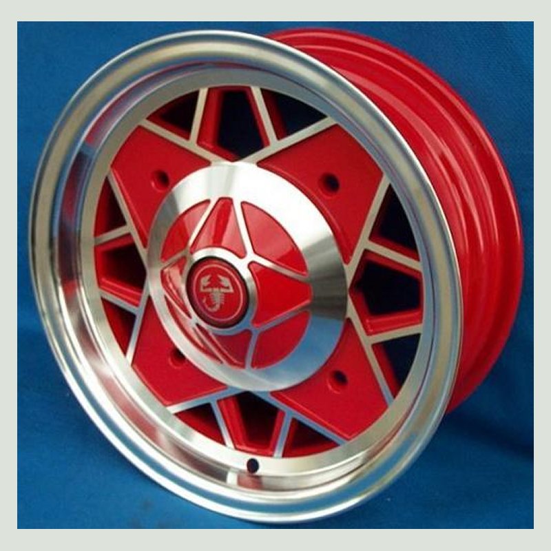 cerchi cerchio cerchioni cerchione kit set serie fiat 500 alluminio 5 x 12 per wheels rosso rossi wheel