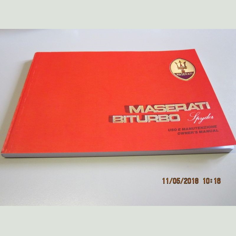 maserati biturbo spider owner manual owner's manuale uso guida e manutenzione